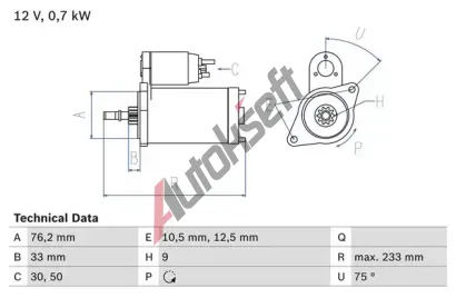 BOSCH Startr BO 0986010530, 0 986 010 530