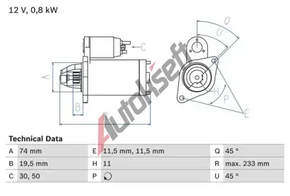 BOSCH Startr BO 0986012831, 0986012831