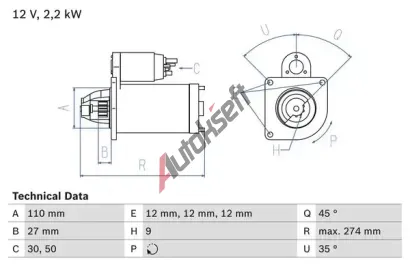 BOSCH Startér BO 0986013660, 0 986 013 660 BOSCH Startér BO 0986013660, 0 986 013 660