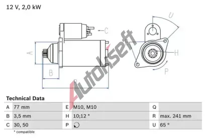 BOSCH Startr BO 0986014141, 0986014141