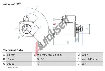 BOSCH Startr BO 0986014590, 0 986 014 590