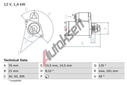 BOSCH Startr BO 0986014840, 0 986 014 840