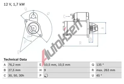 BOSCH Startr BO 0986014890, 0 986 014 890