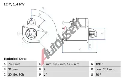 BOSCH Startr BO 0986014900, 0 986 014 900