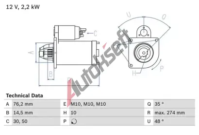 BOSCH Startr BO 0986015090, 0 986 015 090