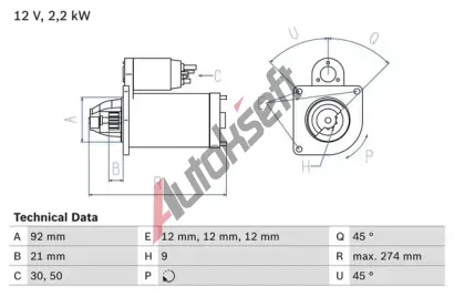 BOSCH Startr BO 0986016210, 0 986 016 210