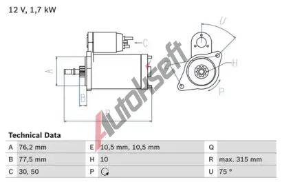 BOSCH Startr BO 0986016250, 0 986 016 250