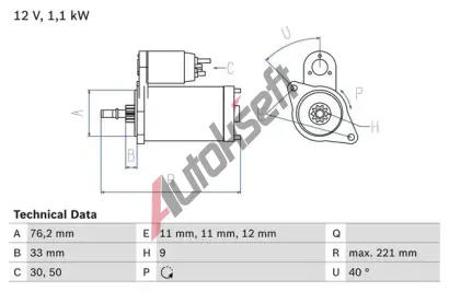 BOSCH Startr BO 0986016290, 0986016290