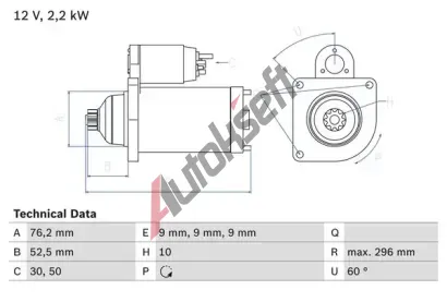 BOSCH Startr BO 0986016340, 0 986 016 340
