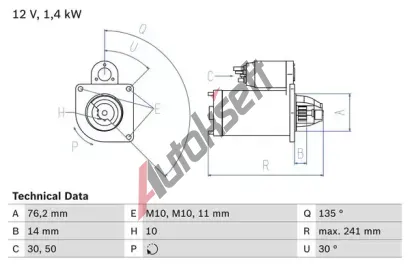 BOSCH Startr BO 0986016470, 0 986 016 470