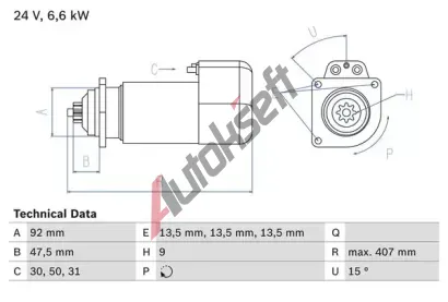 BOSCH Startr BO 0986016520, 0 986 016 520