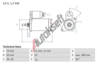 BOSCH Startr BO 0986016700, 0 986 016 700