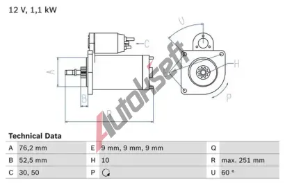 BOSCH Startr BO 0986016750, 0 986 016 750