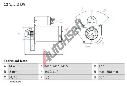 BOSCH Startr BO 0986016950, 0 986 016 950