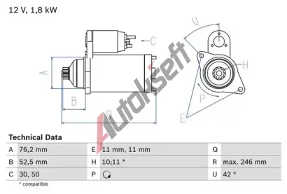 BOSCH Startr BO 0986016980, 0986016980