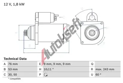 BOSCH Startr BO 0986016990, 0 986 016 990