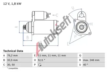 BOSCH Startr BO 0986017000, 0986017000