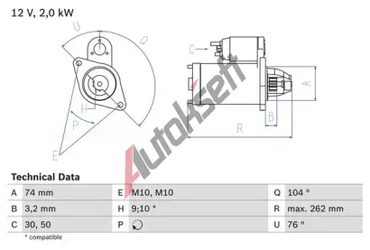 BOSCH Startr BO 0986017500, 0 986 017 500