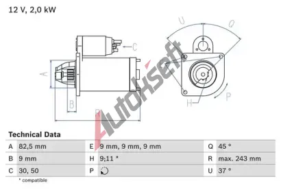 BOSCH Startr BO 0986017790, 0 986 017 790