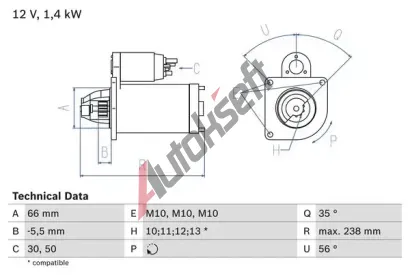 BOSCH Startr BO 0986018310, 0 986 018 310