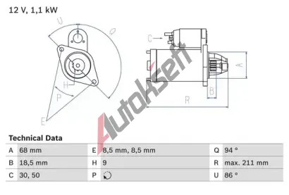 BOSCH Startr BO 0986018350, 0 986 018 350