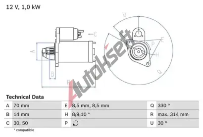 BOSCH Startr BO 0986018570, 0 986 018 570