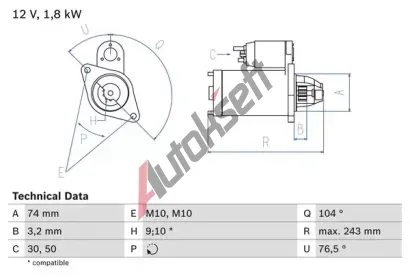 BOSCH Startr BO 0986018680, 0 986 018 680