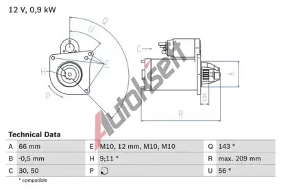 BOSCH Startr BO 0986018860, 0 986 018 860