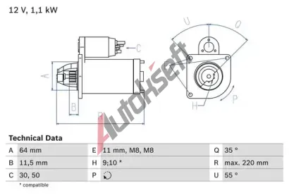 BOSCH Startr BO 0986018880, 0 986 018 880