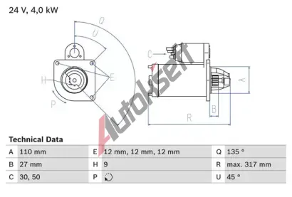 BOSCH Start�r BO 0986019010, 0 986 019 010