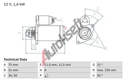 BOSCH Startr BO 0986019840, 0 986 019 840