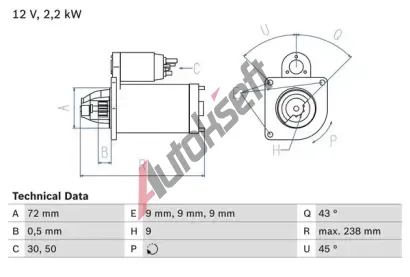 BOSCH Startr BO 0986020091, 0 986 020 091