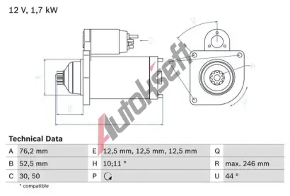 BOSCH Startr BO 0986020250, 0 986 020 250