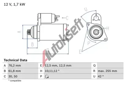 BOSCH Startr BO 0986020260, 0 986 020 260