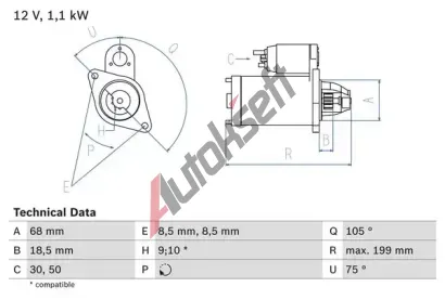 BOSCH Startr BO 0986020870, 0 986 020 870