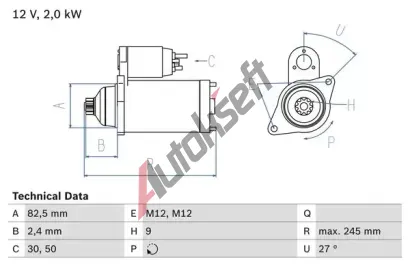 BOSCH Startr BO 0986021220, 0 986 021 220