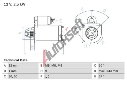 BOSCH Startr BO 0986021640, 0 986 021 640