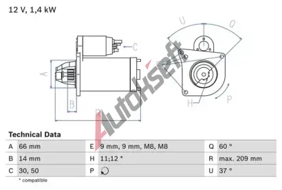 BOSCH Startr BO 0986021651, 0 986 021 651