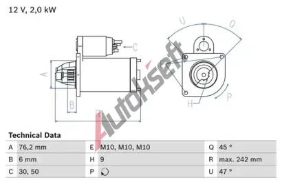 BOSCH Startr BO 0986021820, 0 986 021 820