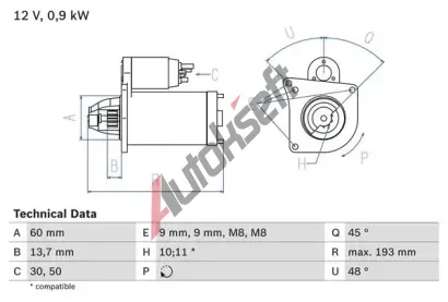 BOSCH Startr BO 0986021970, 0 986 021 970