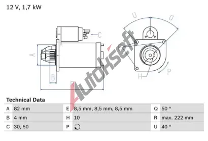 BOSCH Startr BO 0986022061, 0 986 022 061