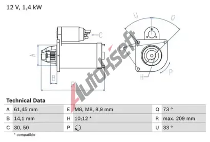 BOSCH Startr BO 0986022121, 0 986 022 121