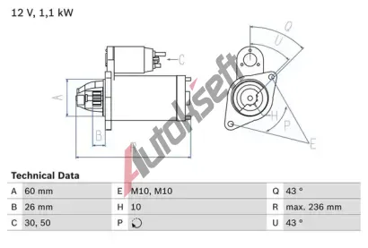 BOSCH Startr BO 0986022280, 0 986 022 280