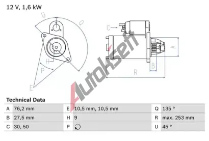 BOSCH Startr BO 0986022500, 0 986 022 500