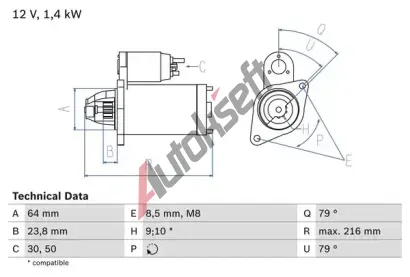 BOSCH Startr BO 0986022730, 0 986 022 730