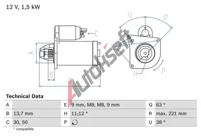 BOSCH Startr BO 0986022790, 0 986 022 790