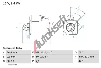 BOSCH Startr BO 0986022800, 0 986 022 800