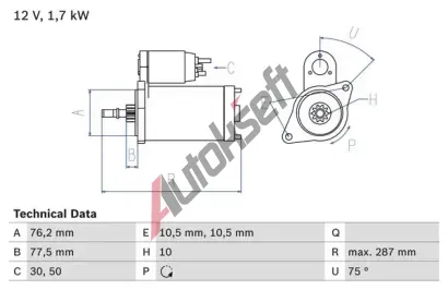 BOSCH Startr BO 0986022870, 0 986 022 870
