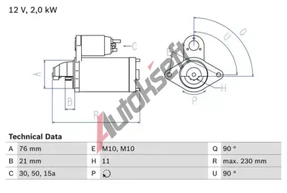 BOSCH Startr BO 0986022880, 0 986 022 880