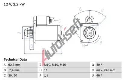 BOSCH Startr BO 0986023380, 0 986 023 380